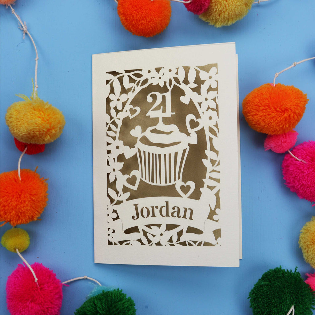 21st Birthday Card – Personalised Laser Cut Cupcake Design