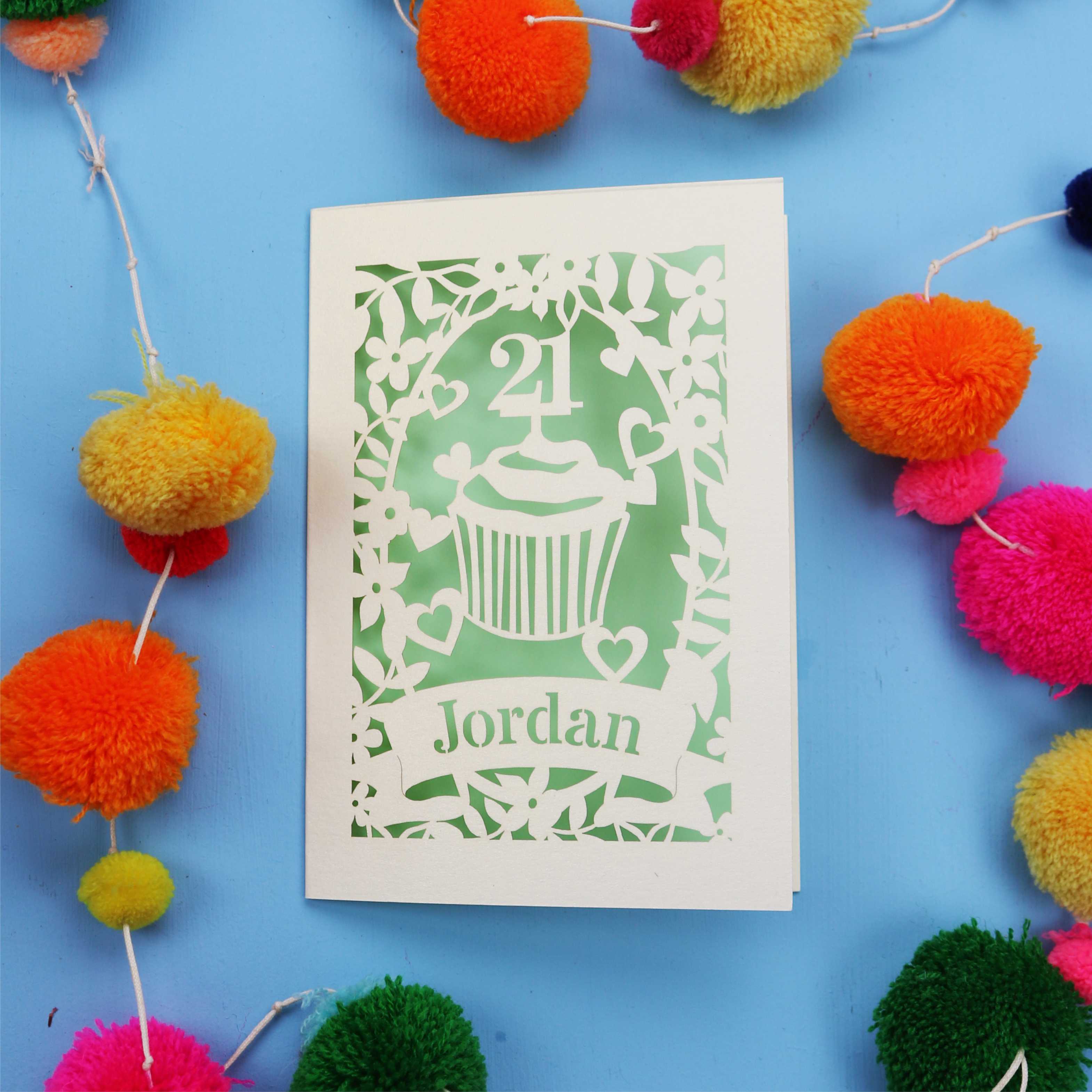 21st Birthday Card – Personalised Laser Cut Cupcake Design