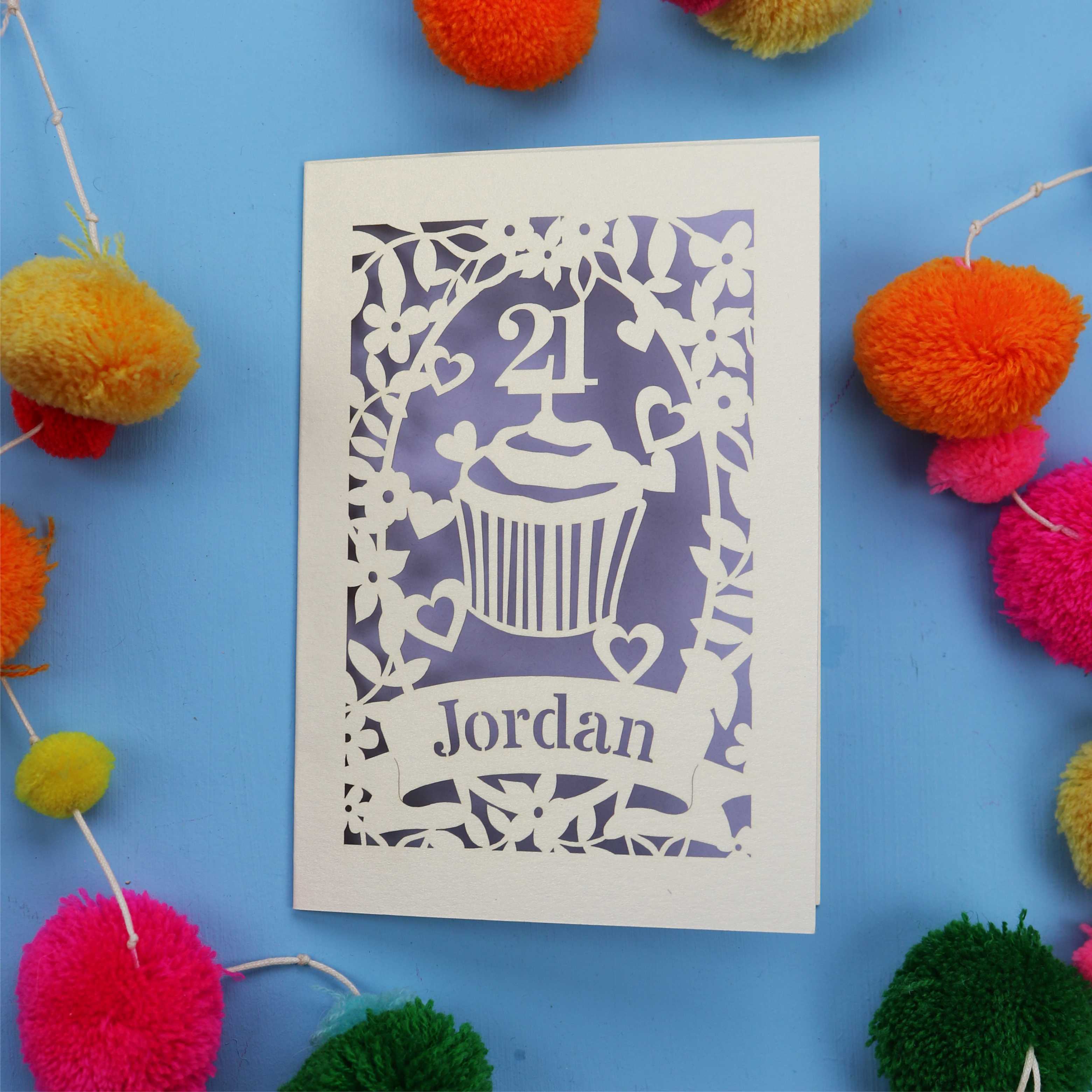 21st Birthday Card – Personalised Laser Cut Cupcake Design