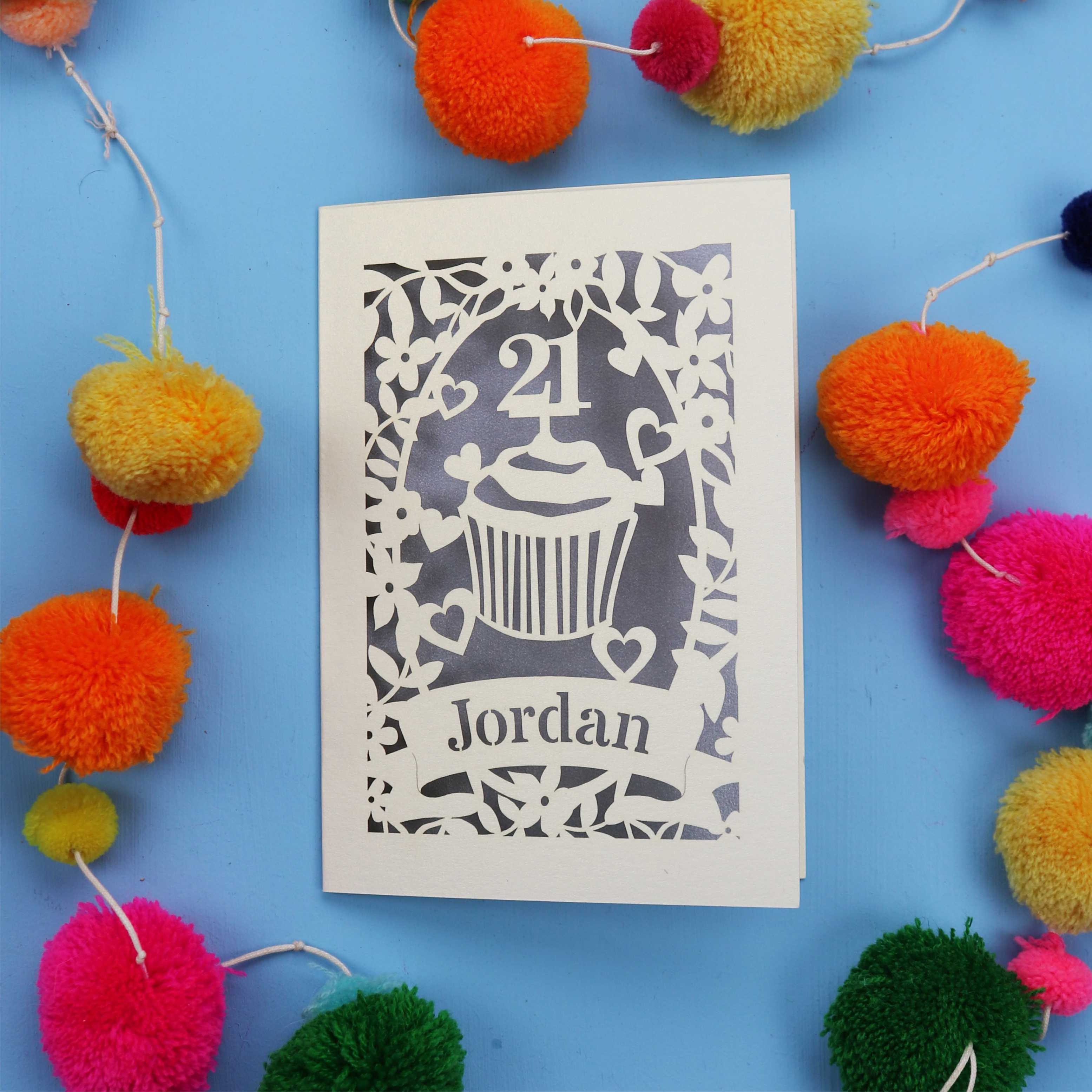 21st Birthday Card – Personalised Laser Cut Cupcake Design