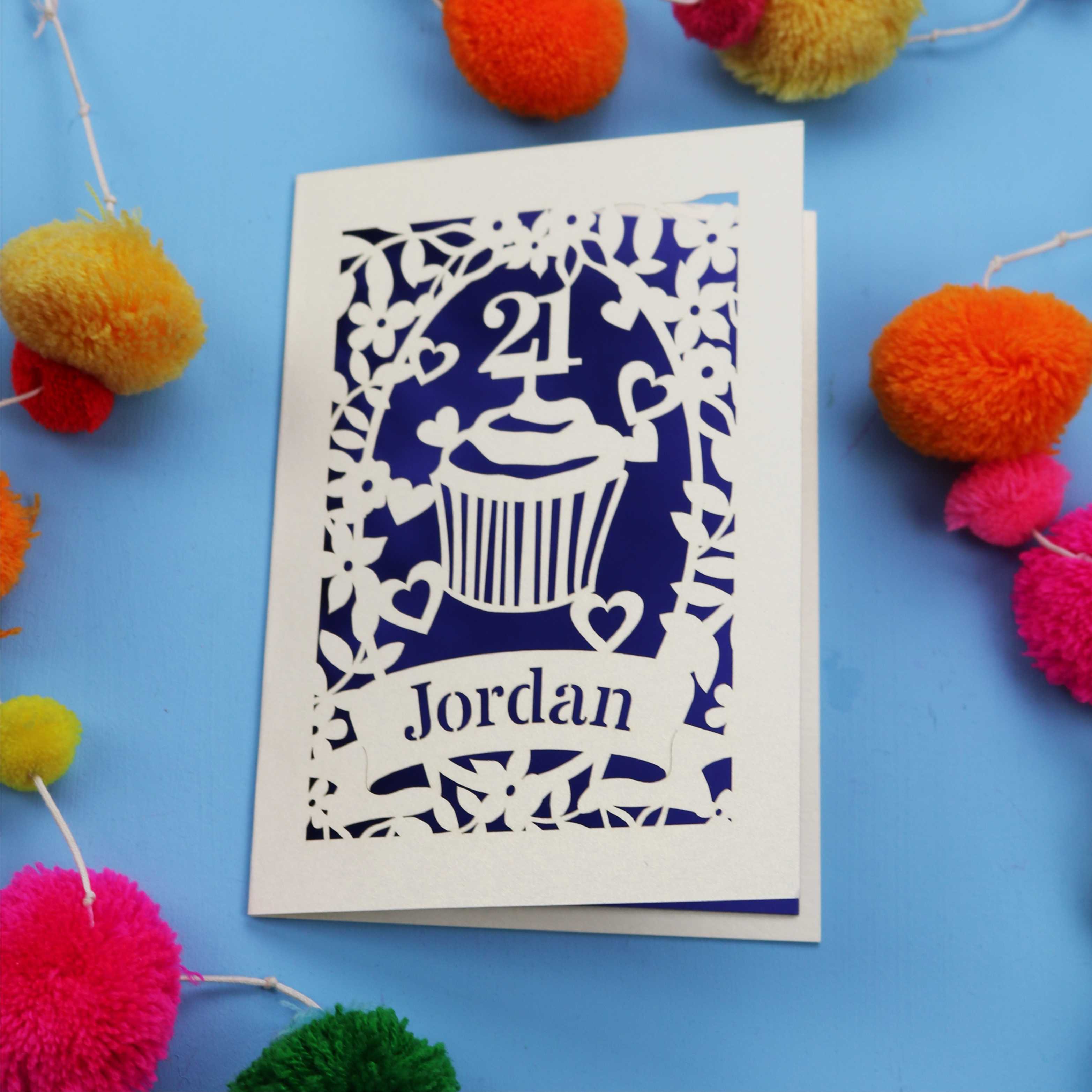 21st Birthday Card – Personalised Laser Cut Cupcake Design