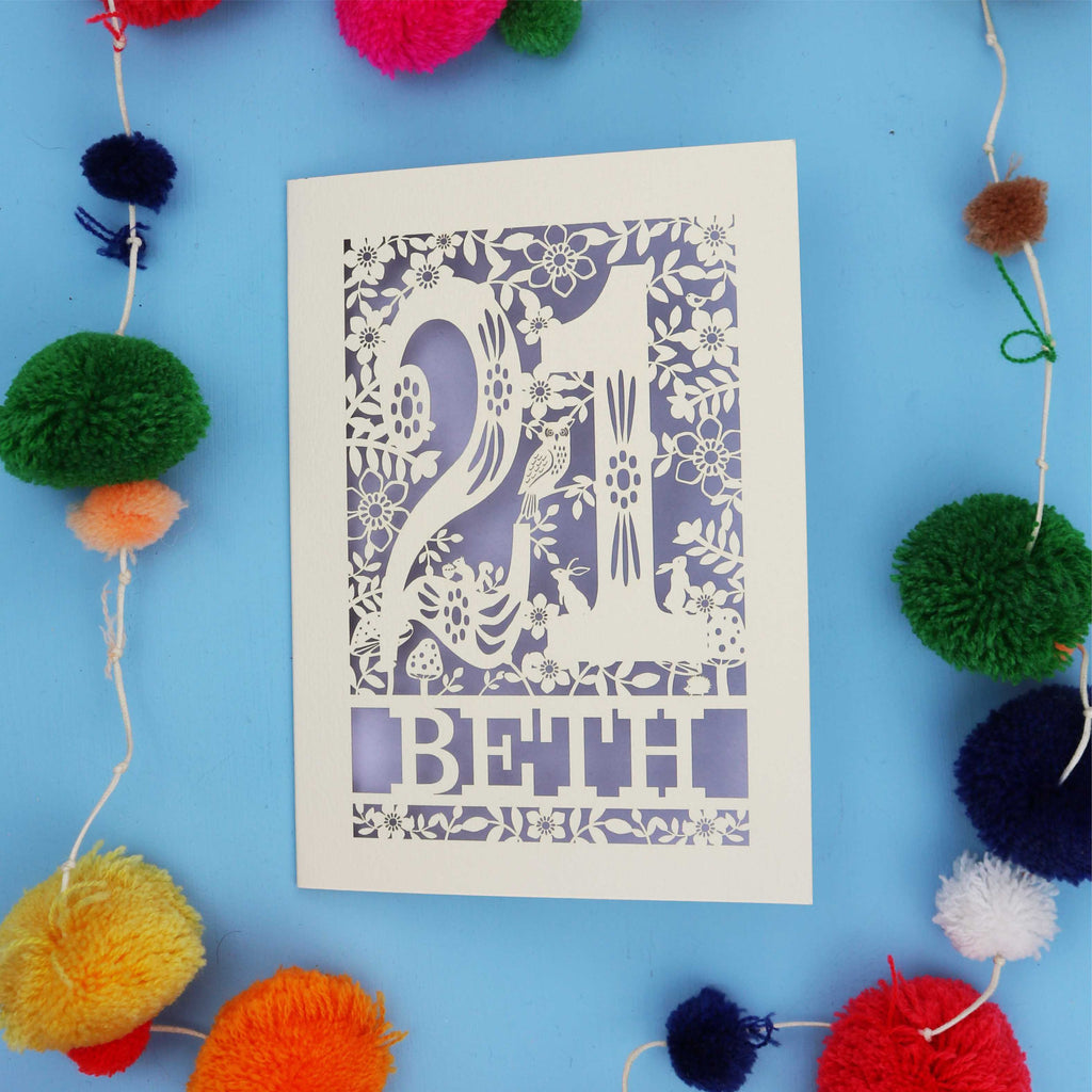21st Birthday Card – Personalised Laser Cut Woodland Design