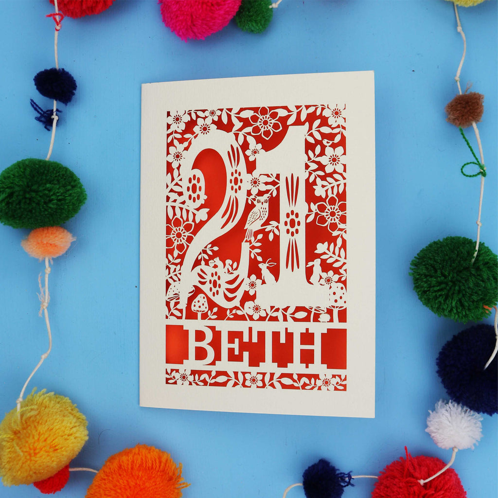 21st Birthday Card – Personalised Laser Cut Woodland Design