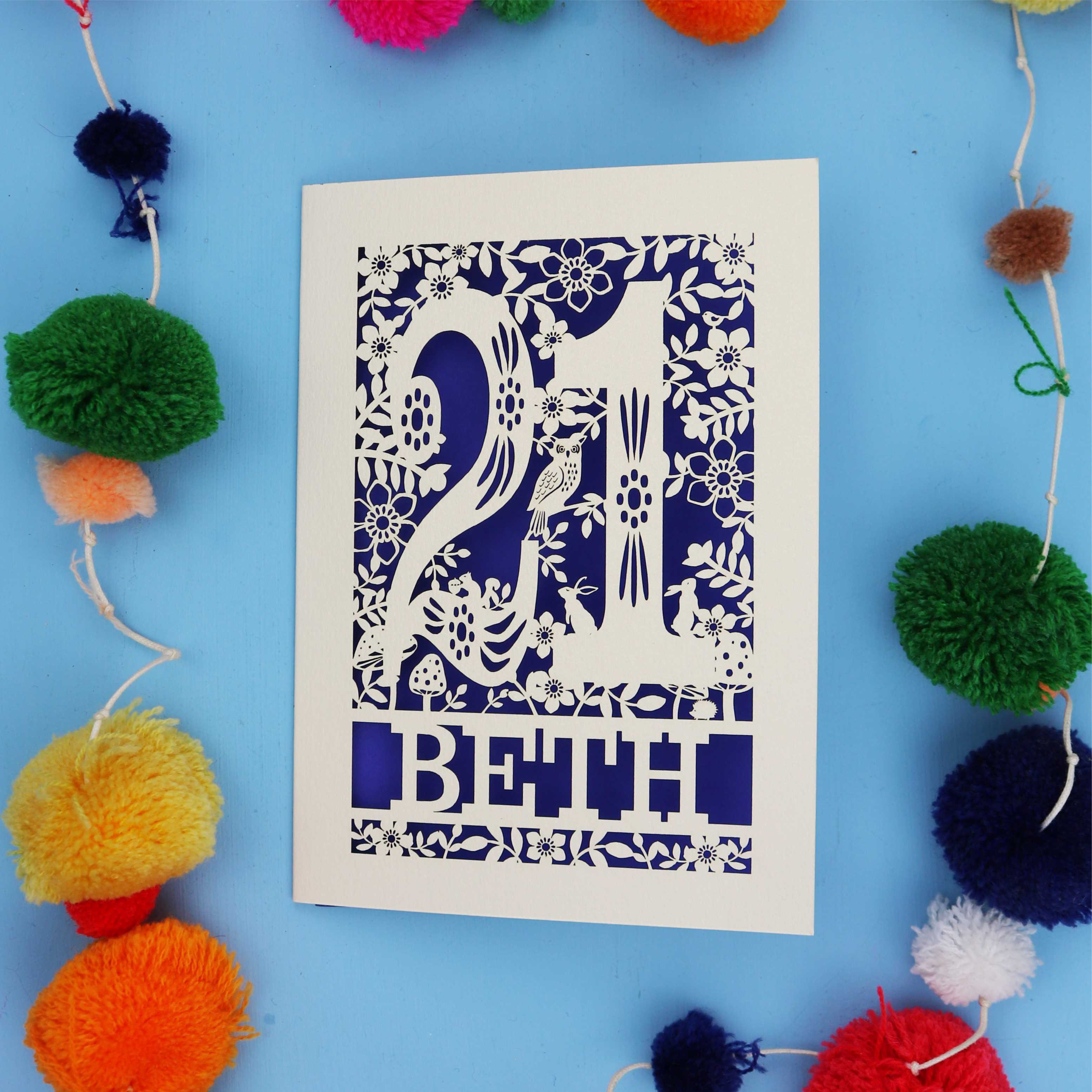 21st Birthday Card – Personalised Laser Cut Woodland Design