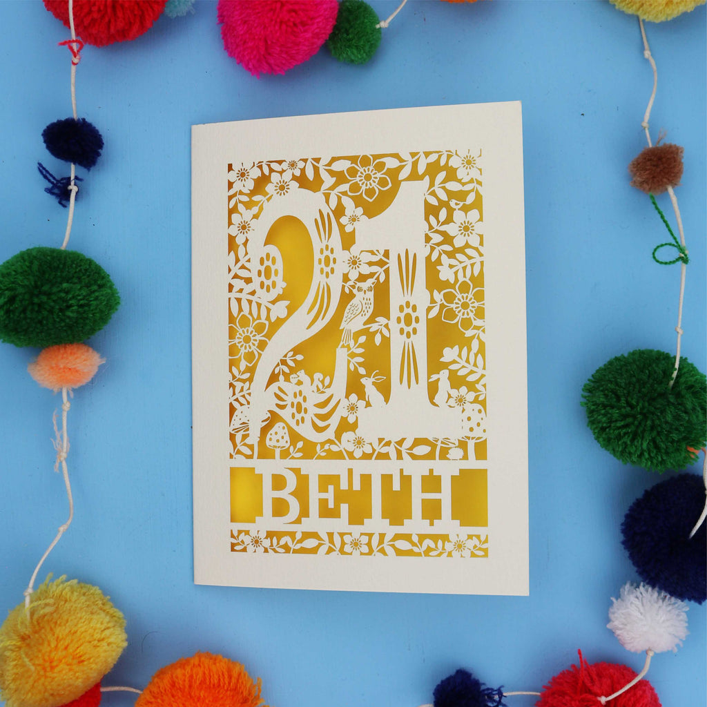 21st Birthday Card – Personalised Laser Cut Woodland Design