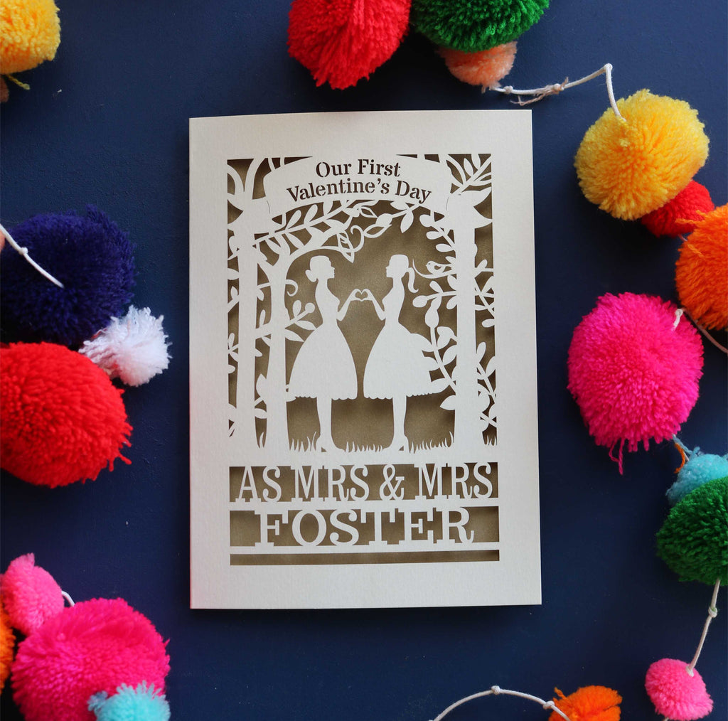 Mrs and Mrs Personalised Couple First Valentine's Card