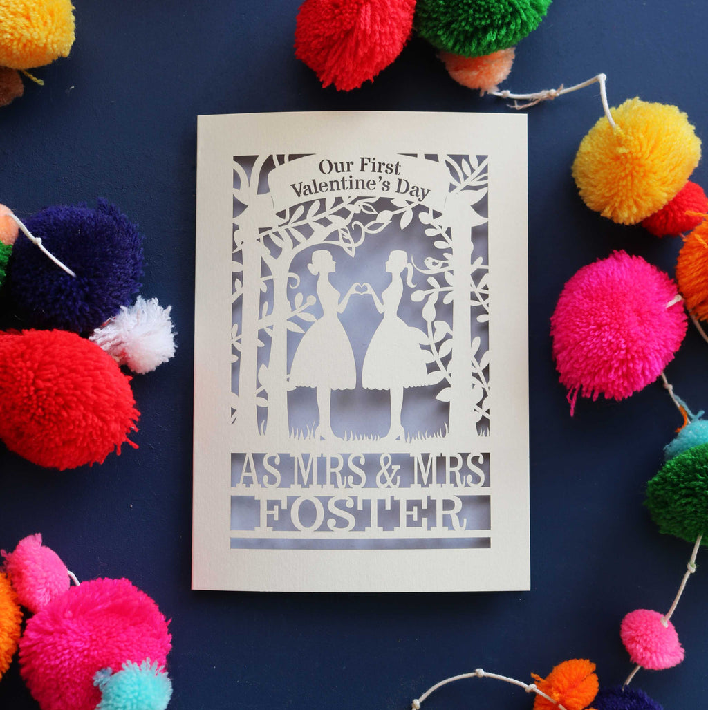 Mrs and Mrs Personalised Couple First Valentine's Card