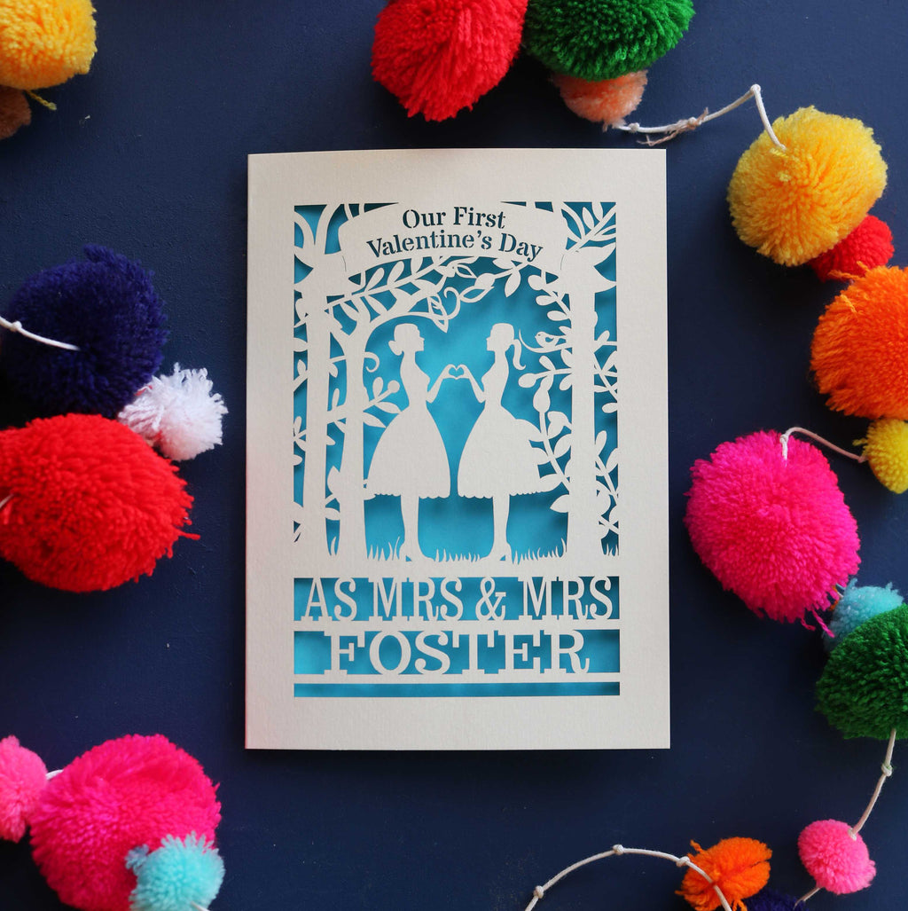 Mrs and Mrs Personalised Couple First Valentine's Card