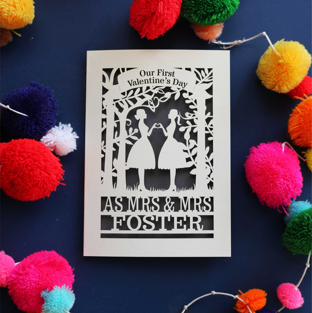 Mrs and Mrs Personalised Couple First Valentine's Card
