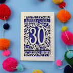 30th Birthday Card – Personalised Laser Cut Flower Design