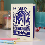 30th Birthday Card – Personalised Laser Cut Any Age Design
