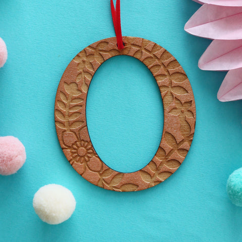 Assorted Letter O Wooden Engraved Hanging Decorations