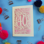 40th Birthday Card – Personalised Laser Cut Flower Design