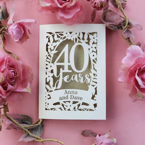 Personalised ruby anniversary cards from UK - A6 (small); / Gold Leaf