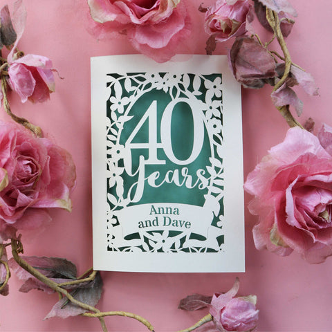 A 40th wedding anniversary card from UK - A6 (small); / Sage