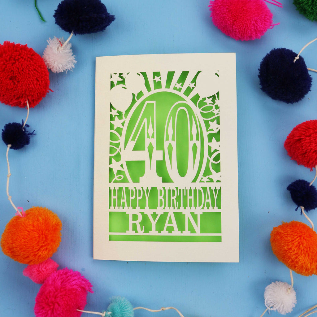 40th Birthday Card – Personalised Laser Cut Any Age Design