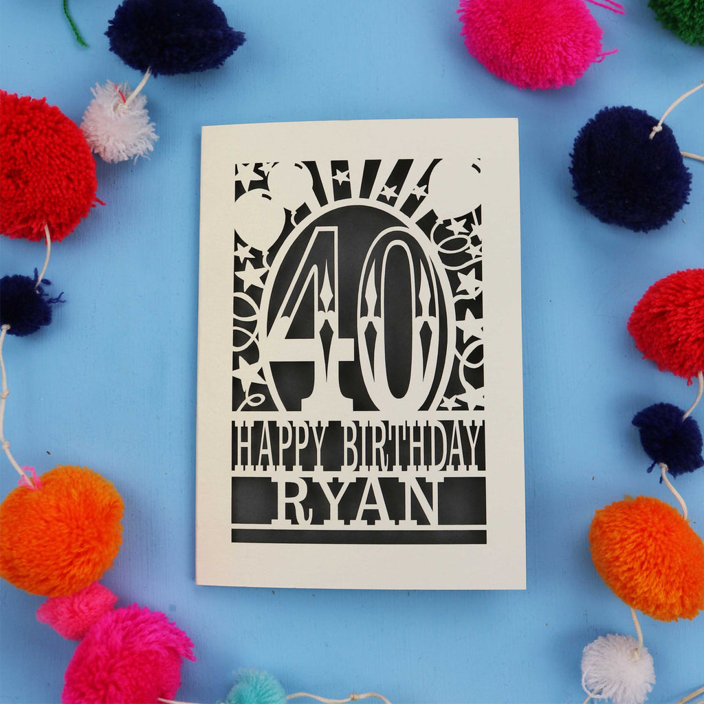 40th Birthday Card – Personalised Laser Cut Any Age Design