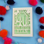 40th Birthday Card – Personalised Laser Cut Any Age Design