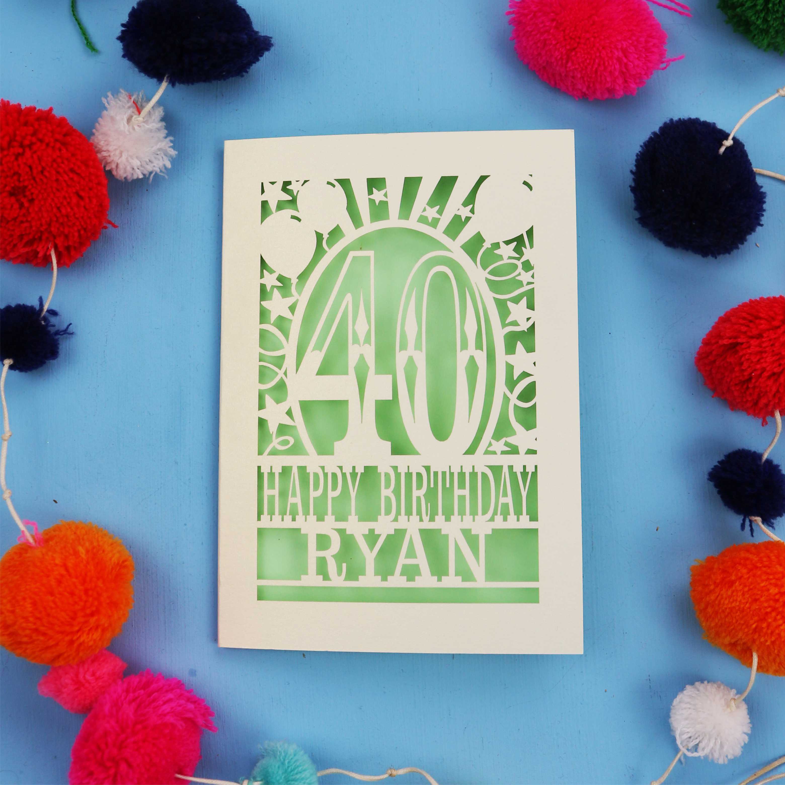 40th Birthday Card – Personalised Laser Cut Any Age Design