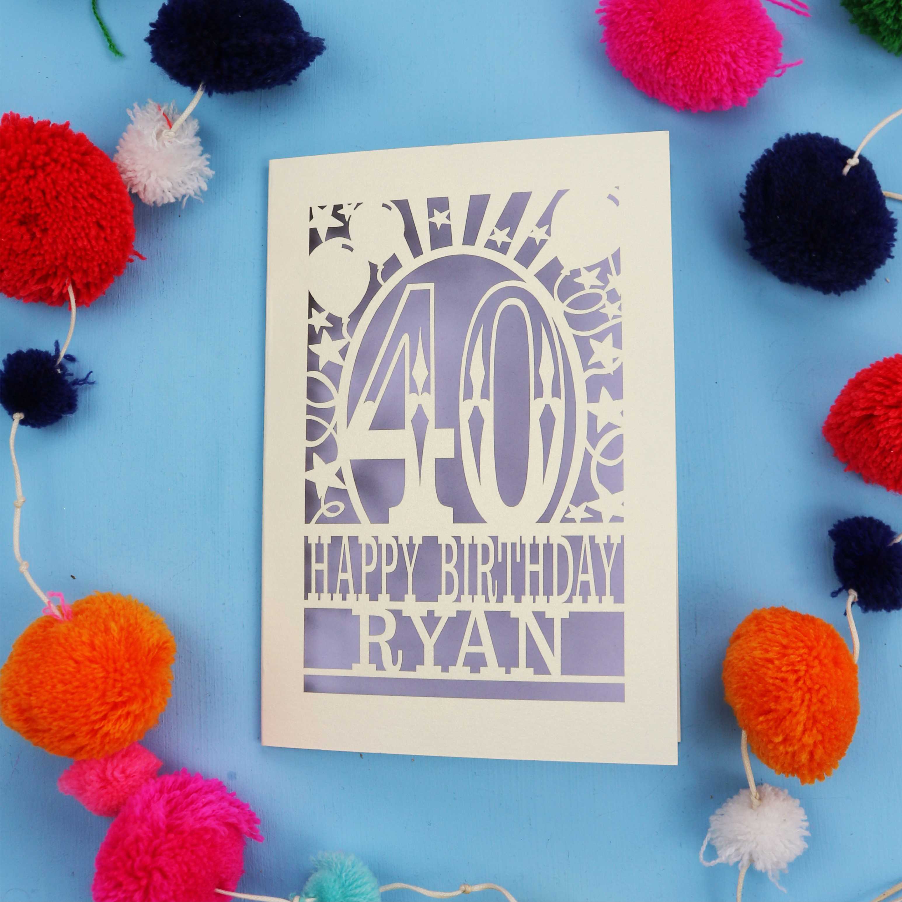 40th Birthday Card – Personalised Laser Cut Any Age Design