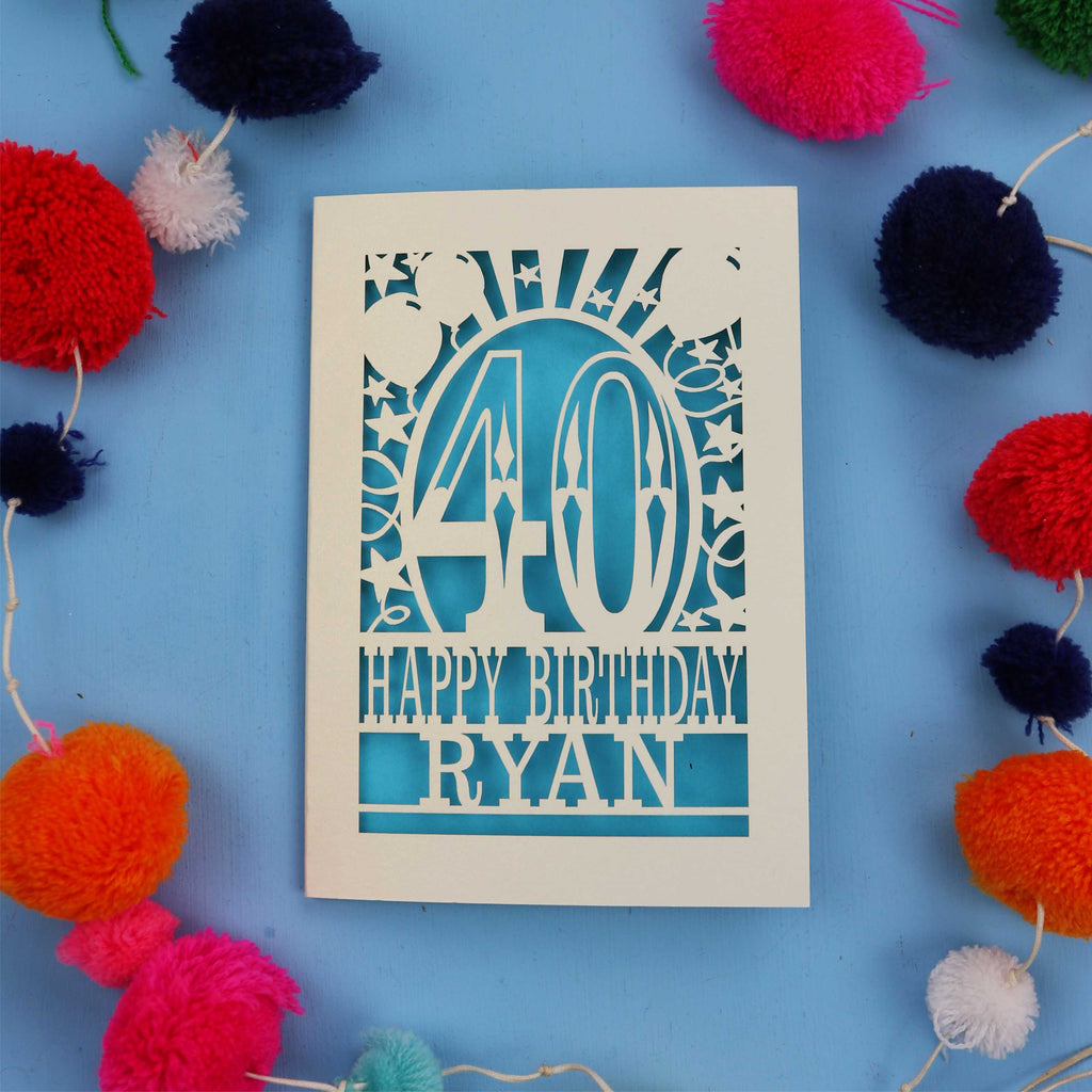 40th Birthday Card – Personalised Laser Cut Any Age Design