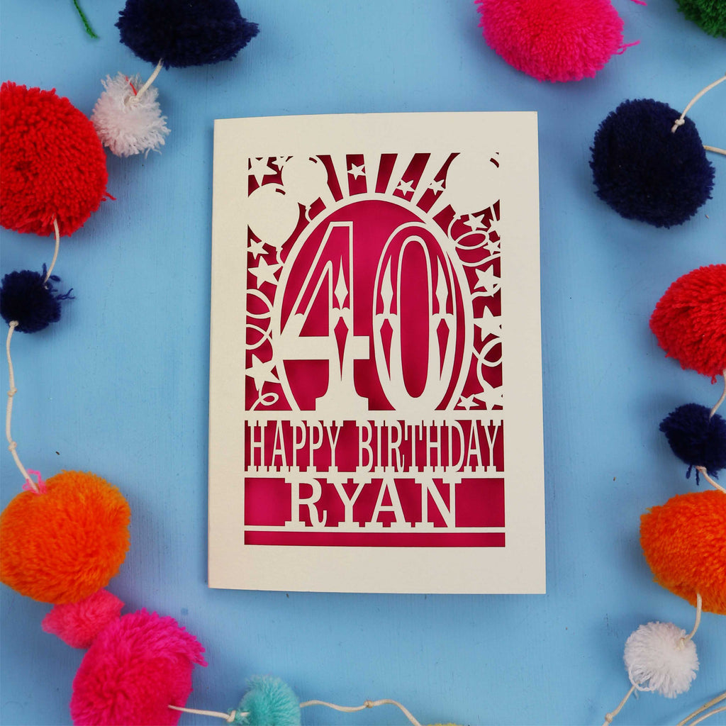 40th Birthday Card – Personalised Laser Cut Any Age Design