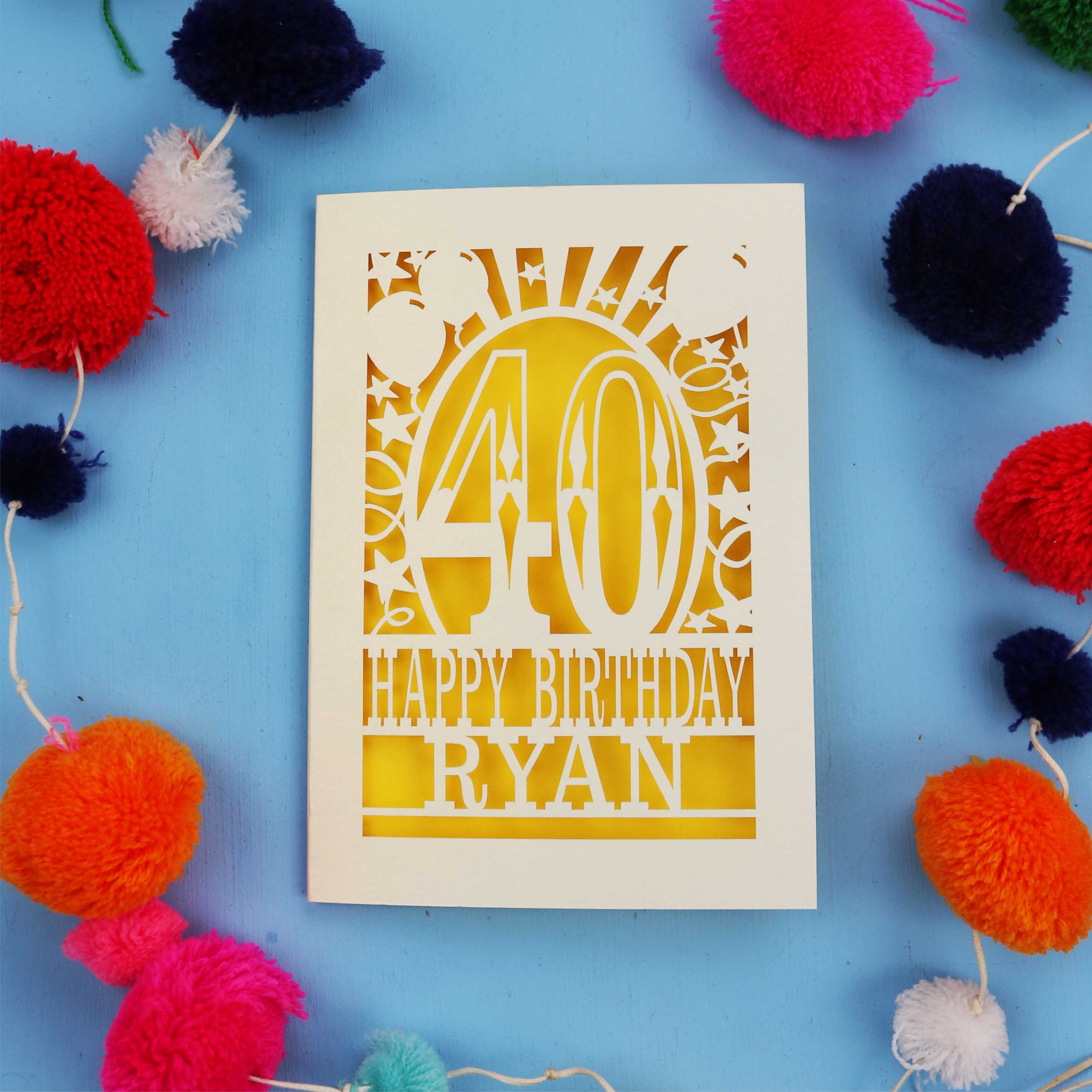 40th Birthday Card – Personalised Laser Cut Any Age Design