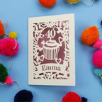40th Birthday Card – Personalised Laser Cut Cupcake Design