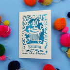 40th Birthday Card – Personalised Laser Cut Cupcake Design