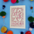 40th Birthday Card – Personalised Laser Cut Woodland Design