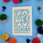 40th Birthday Card – Personalised Laser Cut Woodland Design