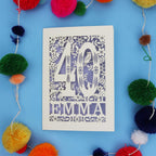 40th Birthday Card – Personalised Laser Cut Woodland Design