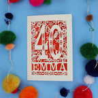 40th Birthday Card – Personalised Laser Cut Woodland Design