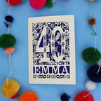 40th Birthday Card – Personalised Laser Cut Woodland Design