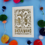 50th Birthday Card – Personalised Laser Cut Woodland Design