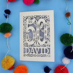 50th Birthday Card – Personalised Laser Cut Woodland Design