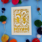 50th Birthday Card – Personalised Laser Cut Woodland Design