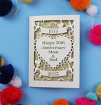 Personalised Papercut Golden Wedding Anniversary Card
