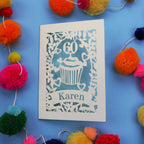 60th Birthday Card – Personalised Laser Cut Cupcake Design