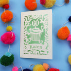 60th Birthday Card – Personalised Laser Cut Cupcake Design