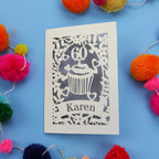 60th Birthday Card – Personalised Laser Cut Cupcake Design