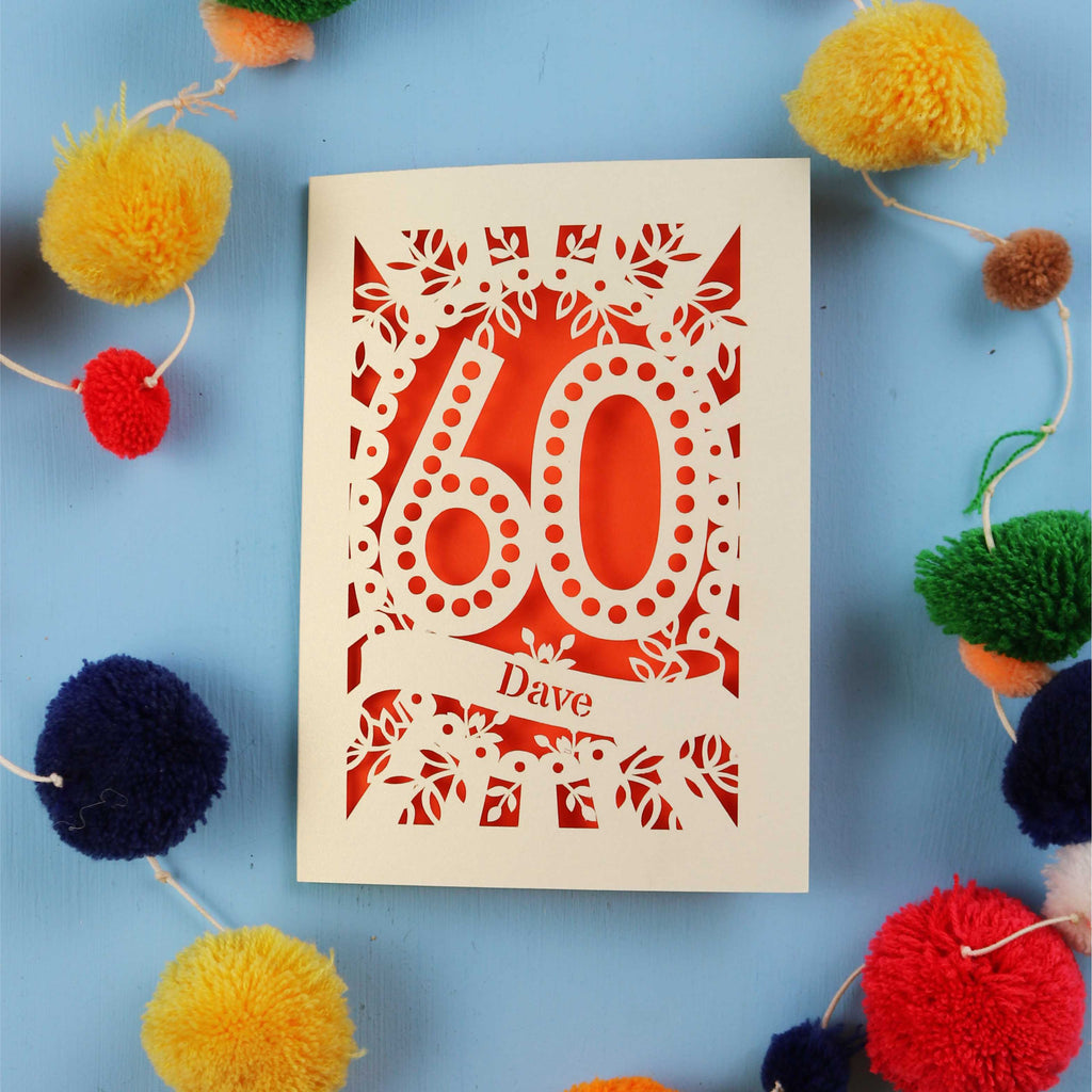 60th Birthday Card – Personalised Laser Cut Spotty Number Design