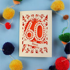 60th Birthday Card – Personalised Laser Cut Spotty Number Design