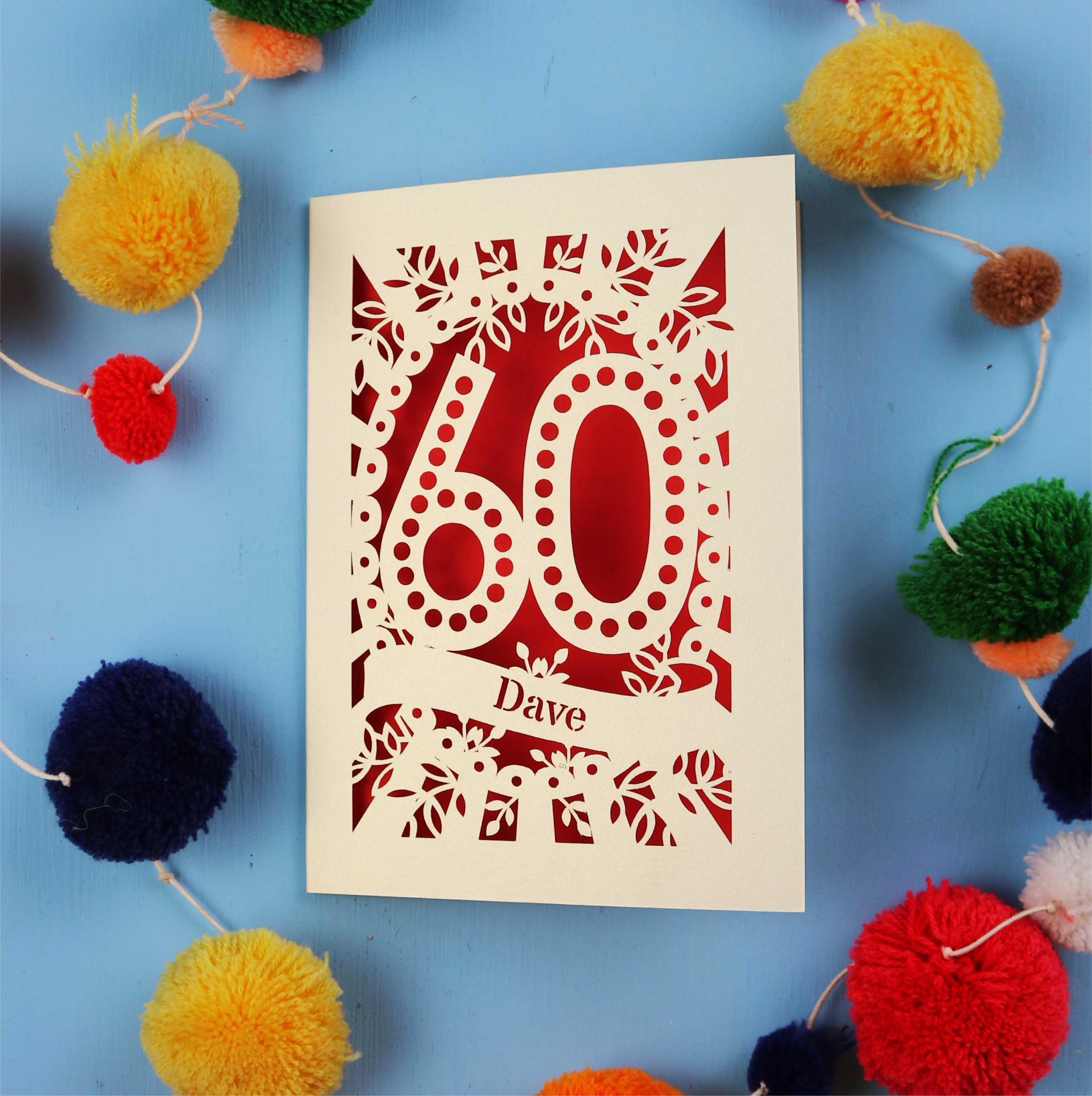 60th Birthday Card – Personalised Laser Cut Spotty Number Design