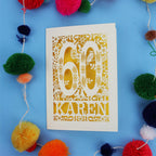60th Birthday Card – Personalised Laser Cut Woodland Design