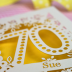 70th Birthday Card – Personalised Laser Cut Spotty Number Design