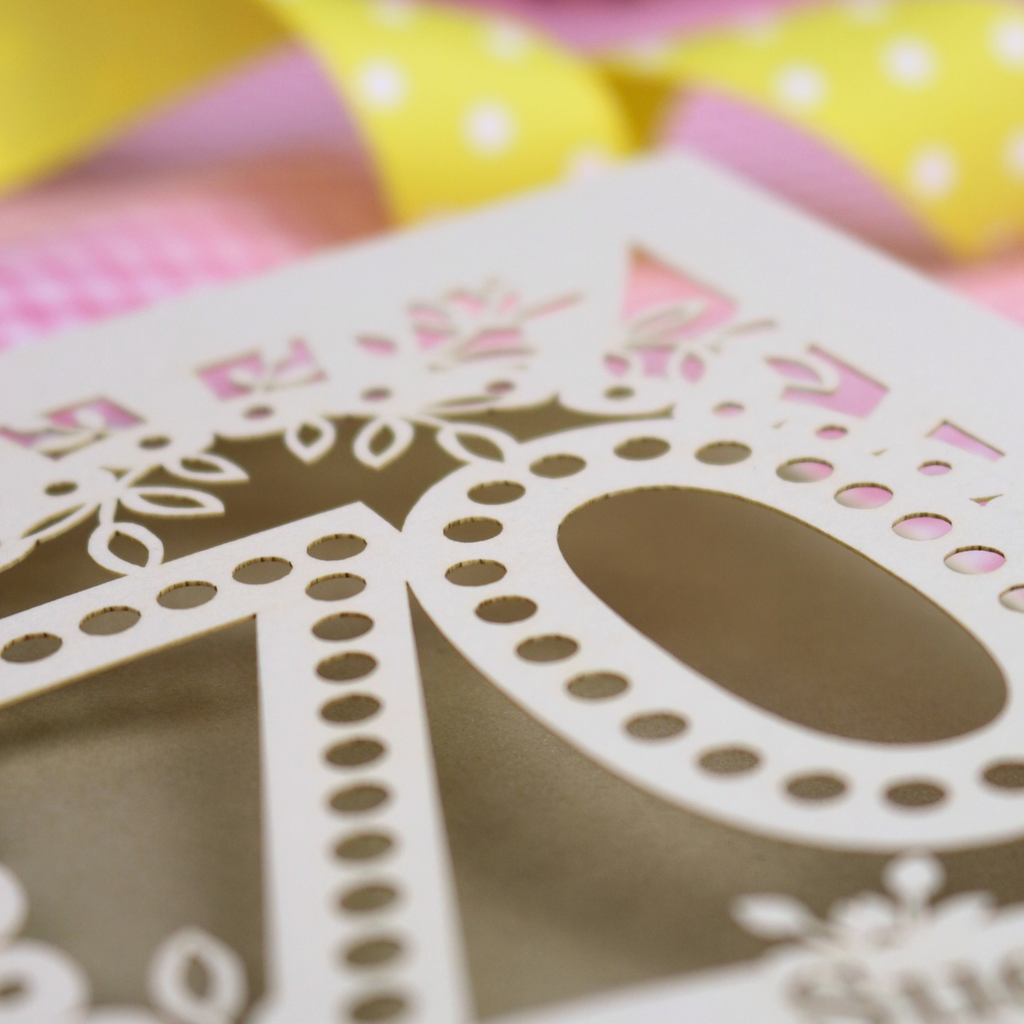 70th Birthday Card – Personalised Laser Cut Spotty Number Design