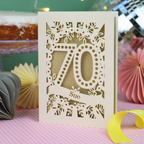 70th Birthday Card – Personalised Laser Cut Spotty Number Design
