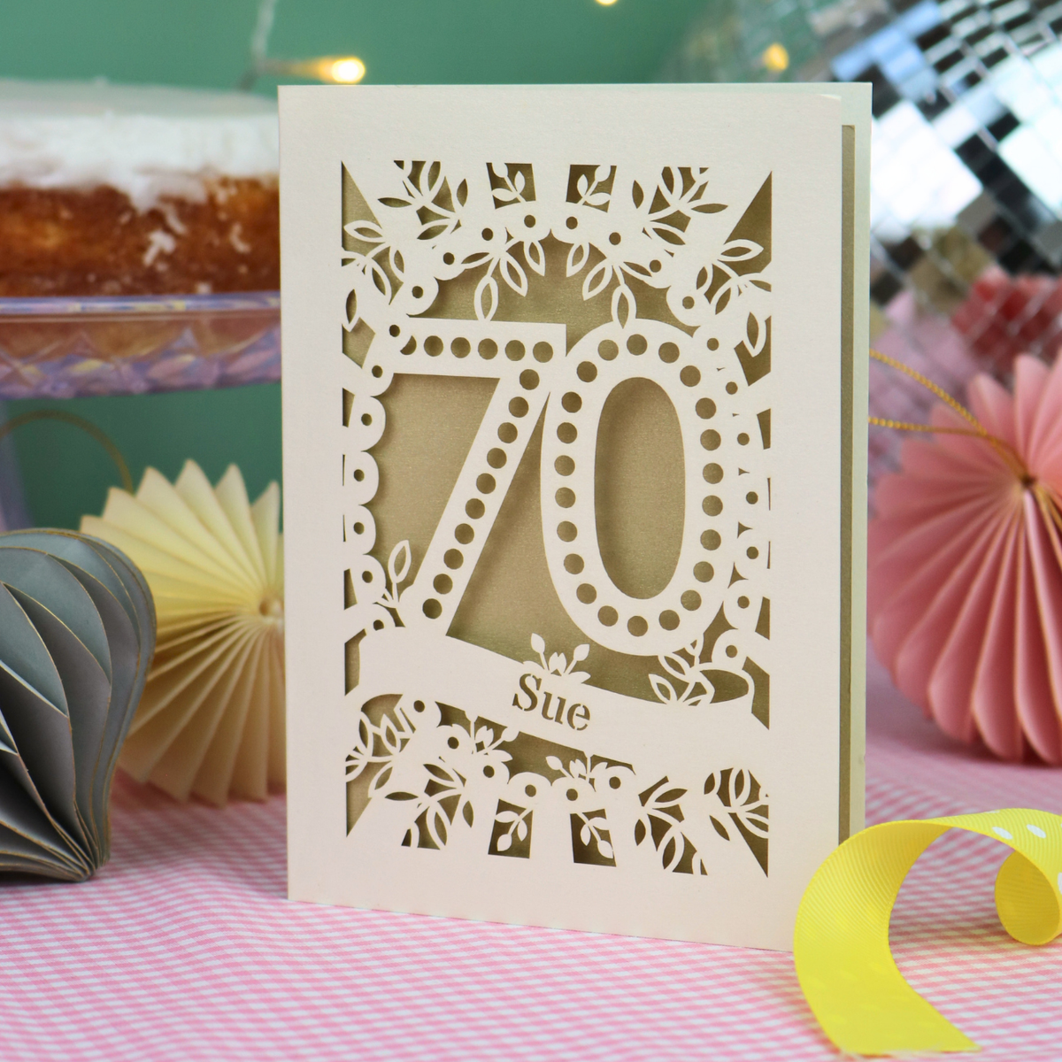 70th Birthday Card – Personalised Laser Cut Spotty Number Design