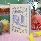 70th Birthday Card – Personalised Laser Cut Spotty Number Design